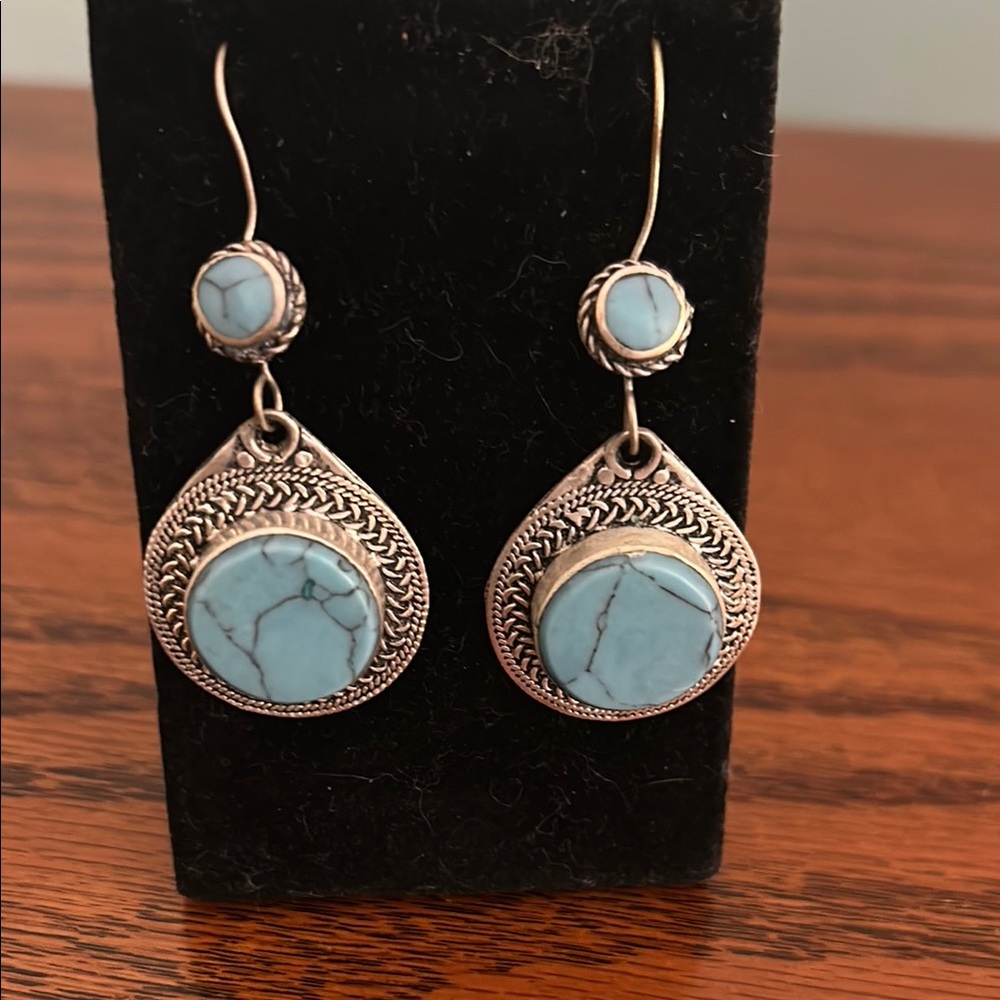 Silver and Turquoise Drop Earrings